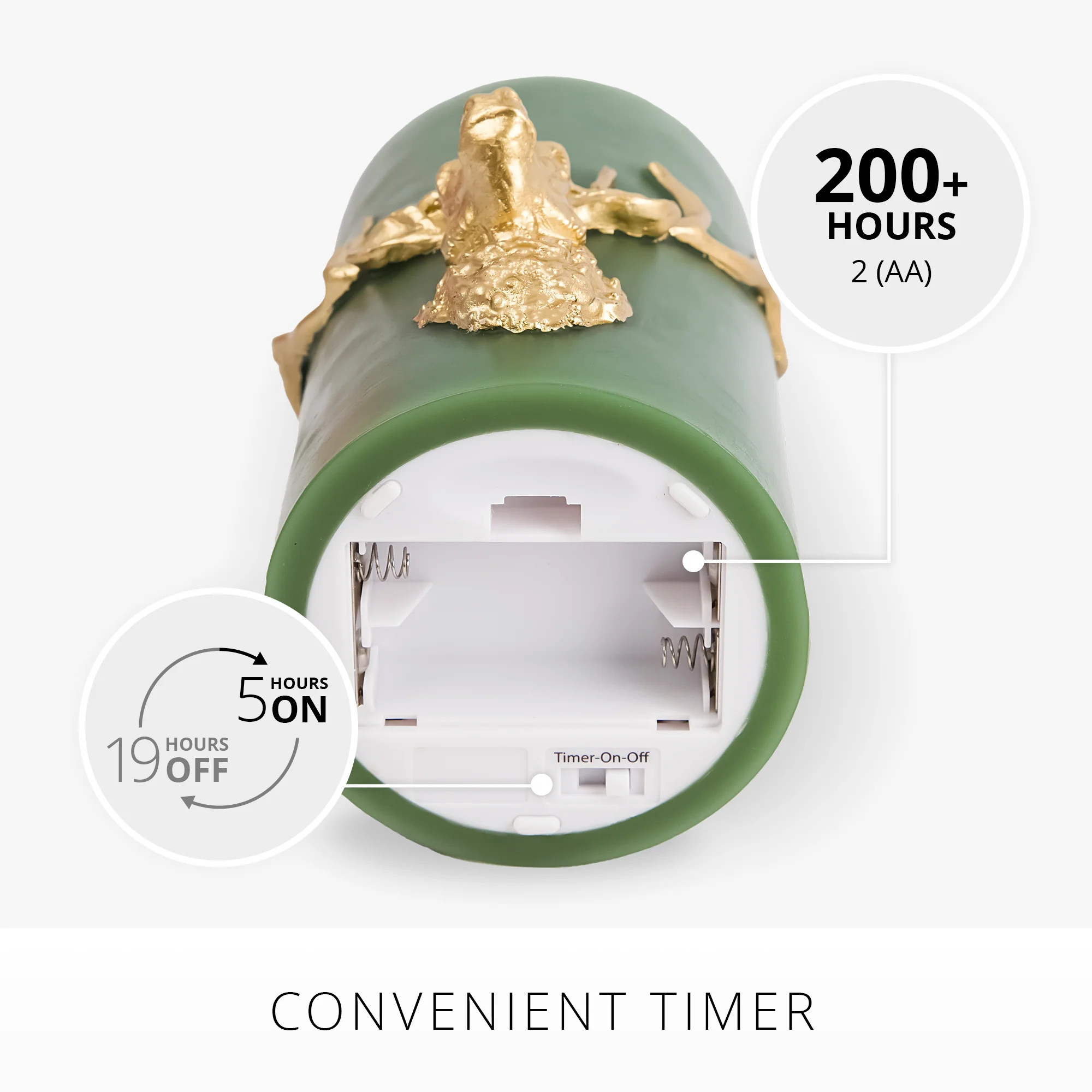 Holiday Green Reindeer Flameless Candle Pillar | Luminara