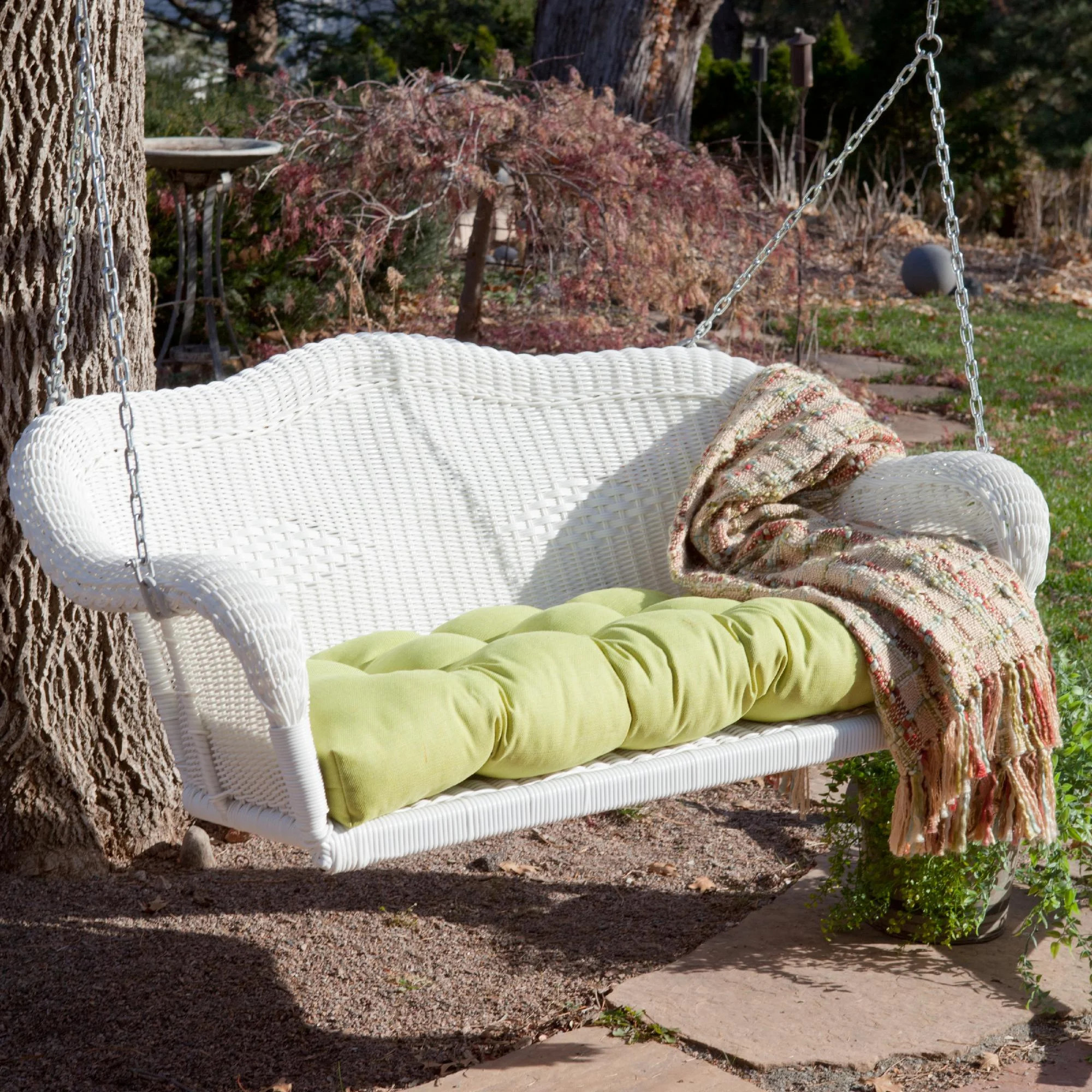 Northlight 28" x 50" Hand Woven Wicker Outdoor Porch Swing - White | Walmart (US)