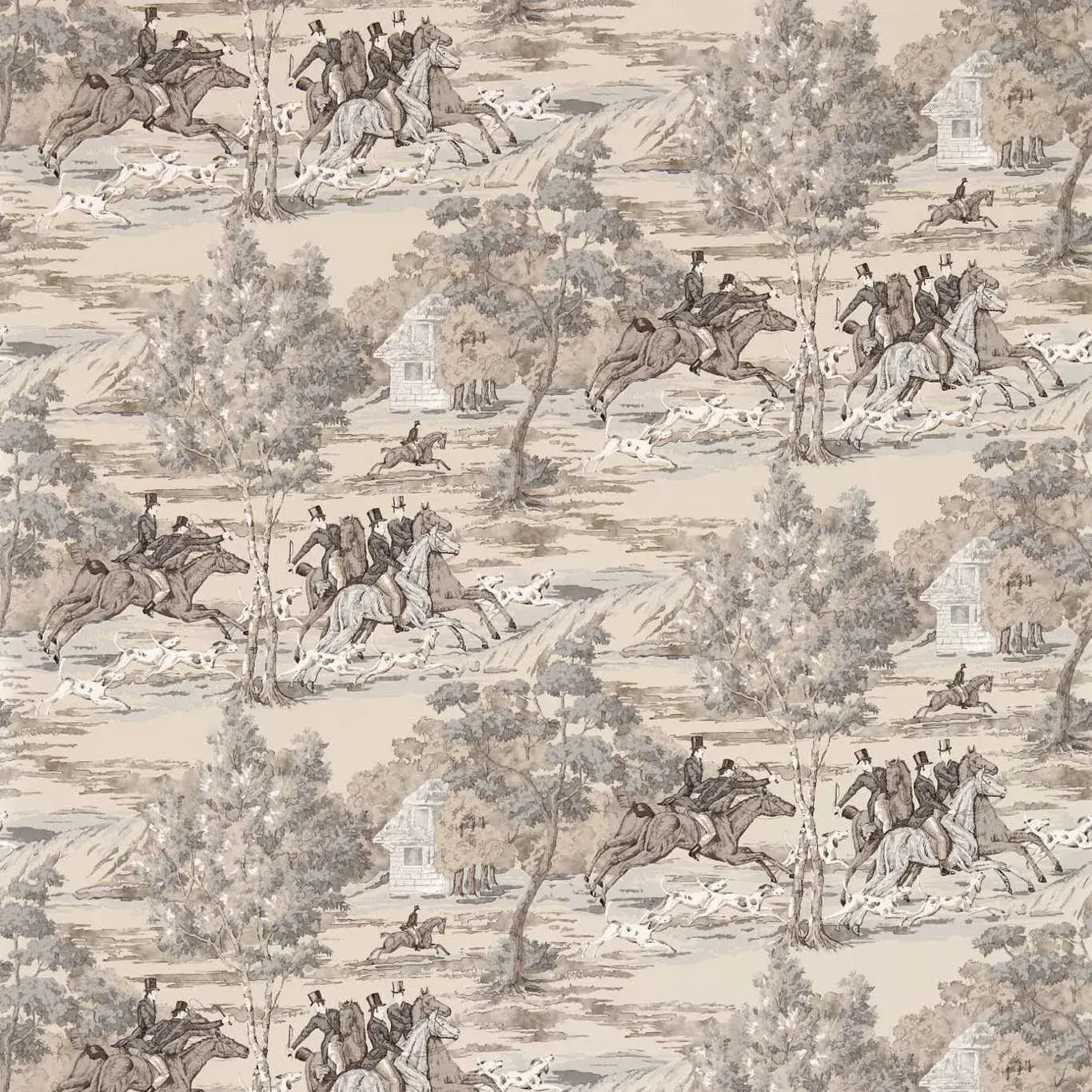Sanderson Tally Ho Wallpaper in Pearl/Grey - a Sample | Chairish