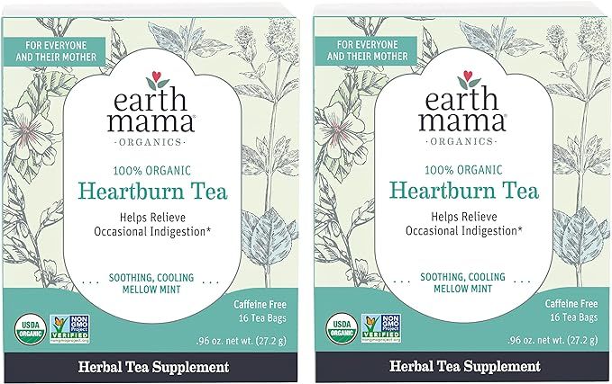 Earth Mama Organic Heartburn Tea Bags for Occasional Pregnancy Heartburn, 16-Count (2-Pack) | Amazon (US)