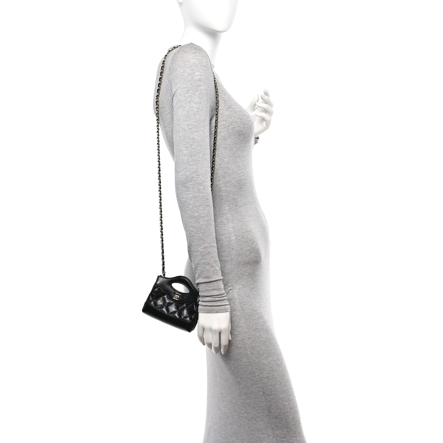 Shiny Lambskin Quilted Micro 31 Clutch With Chain Black | FASHIONPHILE (US)