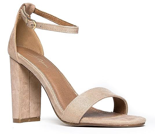 Strappy Chunky Block High Heel - Formal, Wedding, Party Simple Classic Pump - Shirley by J.Adams | Amazon (US)