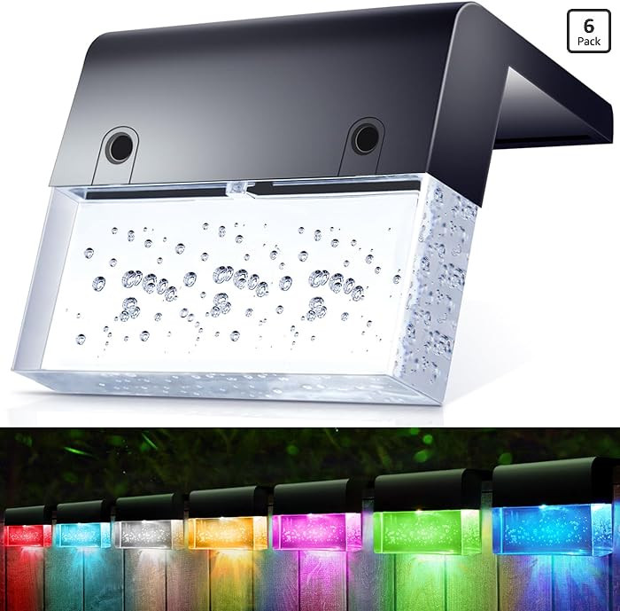 SUNFACE Solar Deck Lights, 6 Pack Solar Fence Lights Outdoor Step Lights, Solar Stair Lights Wate... | Amazon (US)