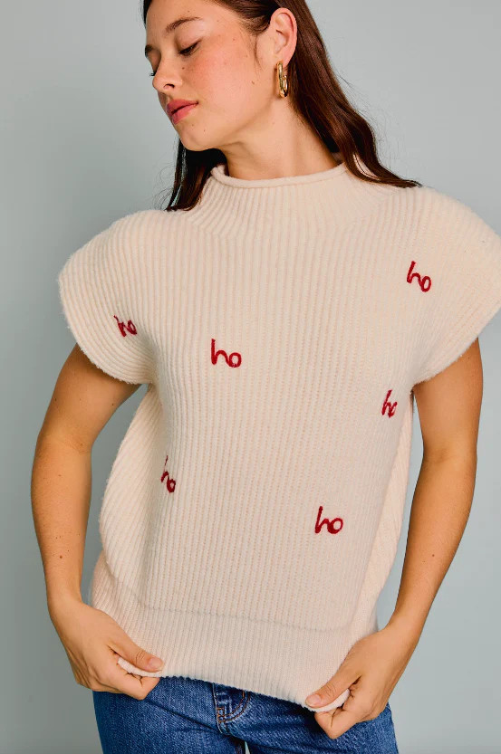 Ho Ho Ho Mock Neck Sweater Top | TREEHOUSE ON MAIN