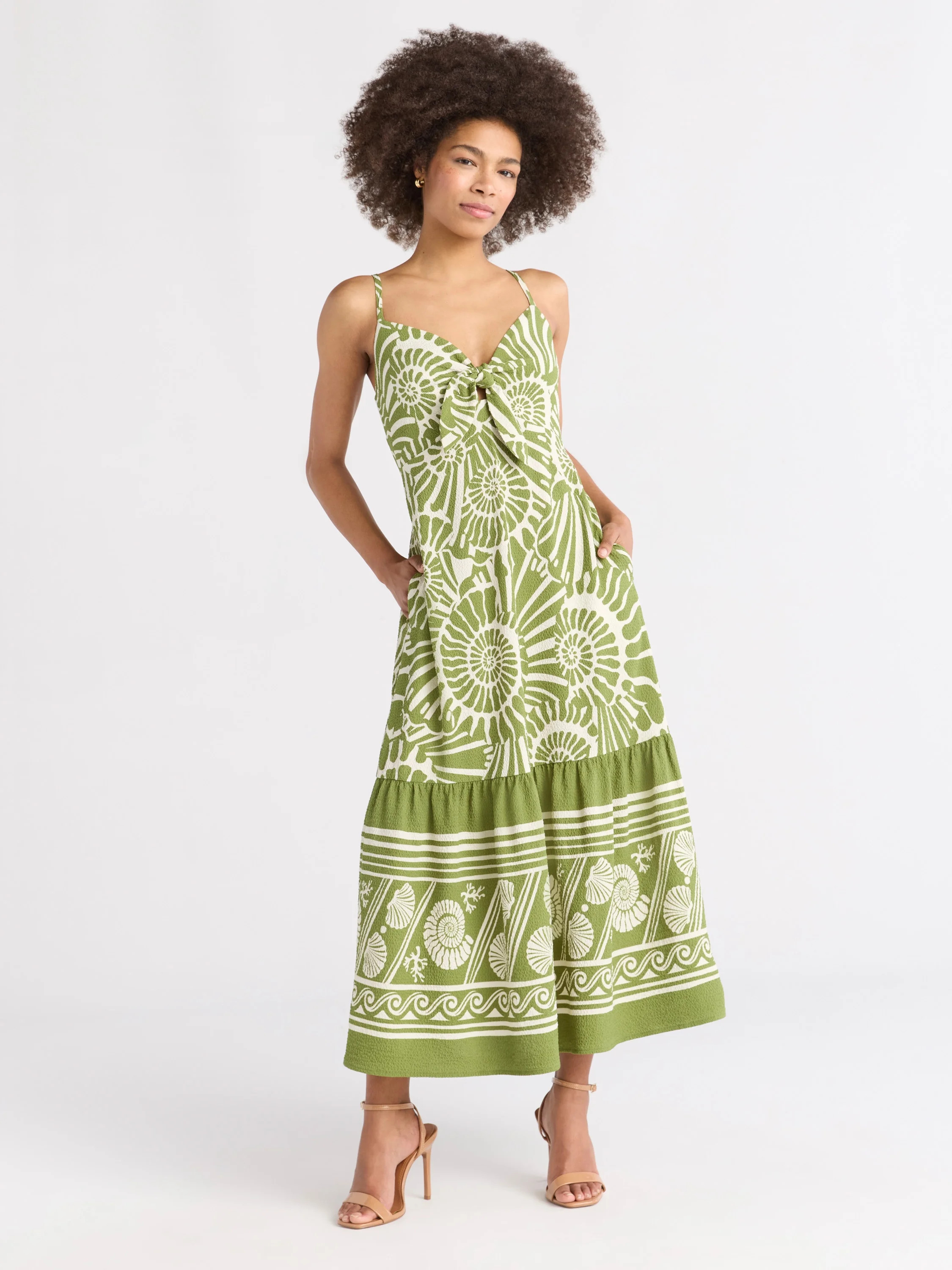 Sofia Jeans Women's and Women's Plus Tie Front Maxi Dress, Sizes XS-4X | Walmart (US)