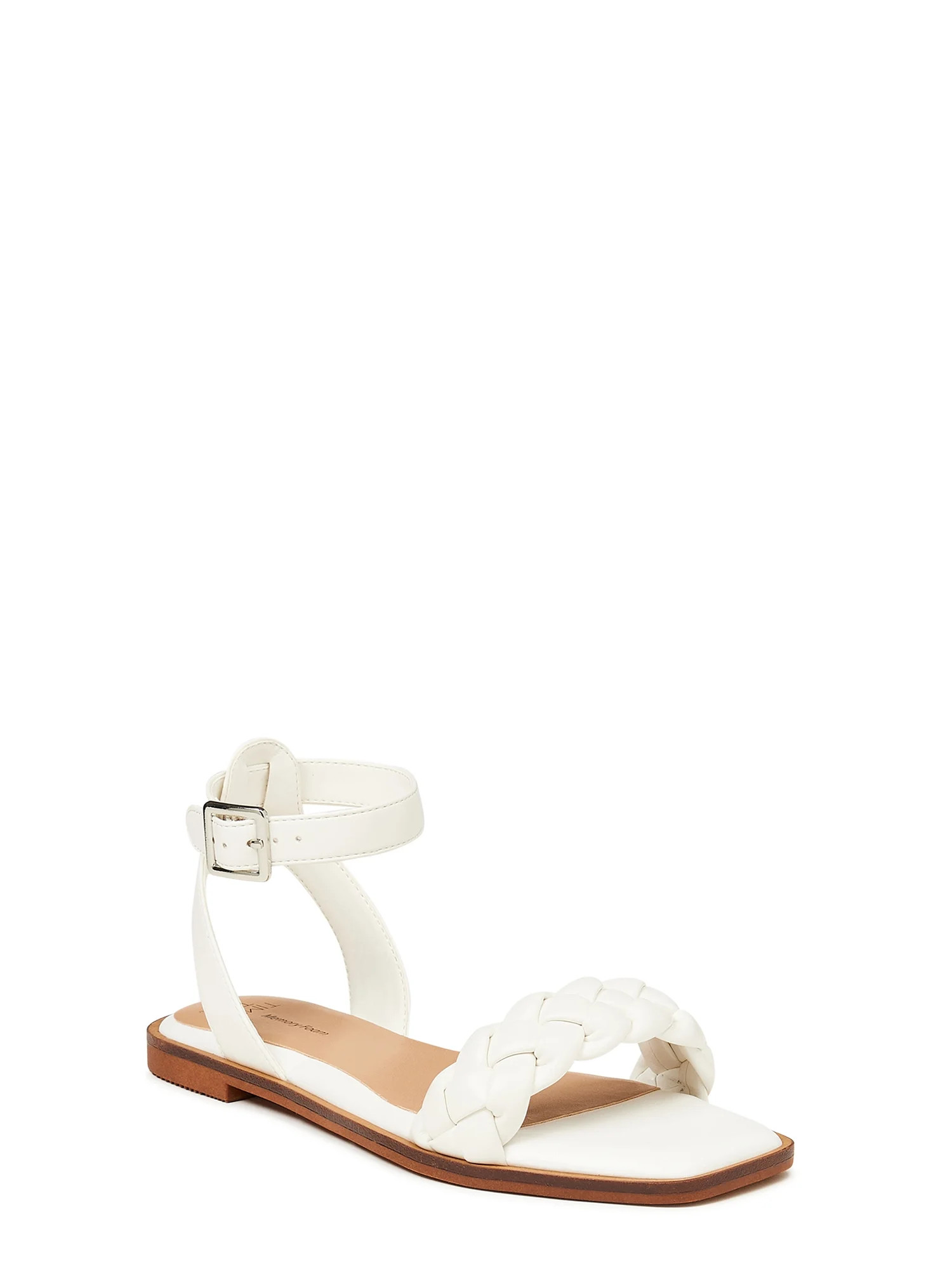Time and Tru Women's Braided Ankle Strap Sandals | Walmart (US)