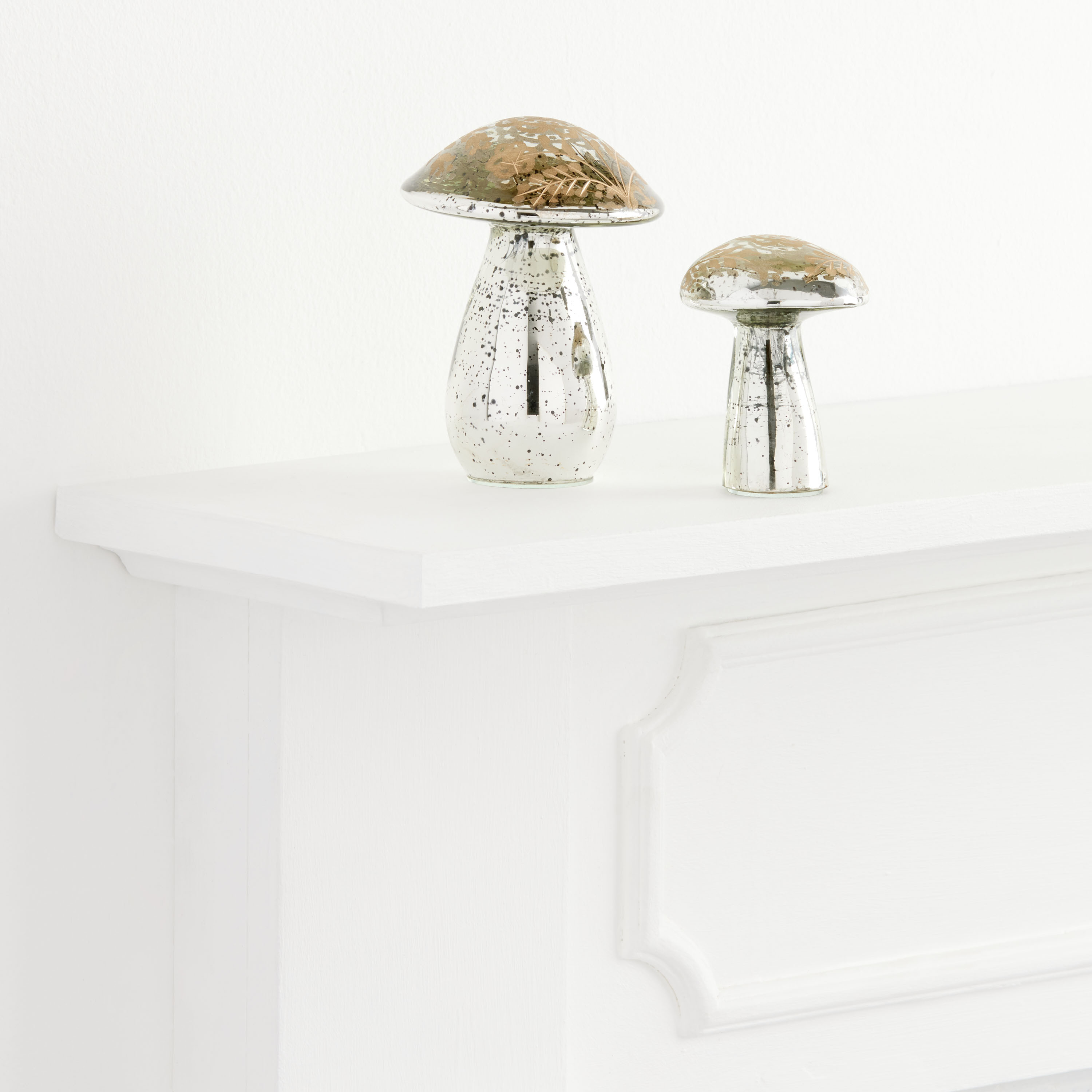 Silver Mercury Glass Floral Mushroom Decor | World Market