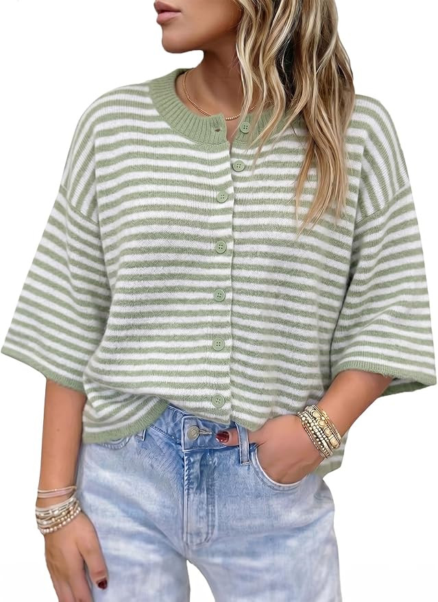 EVALESS Fall Cardigan Sweaters for Women Lightweight 3/4 Sleeve Button Up Cardigans Soft Casual D... | Amazon (US)