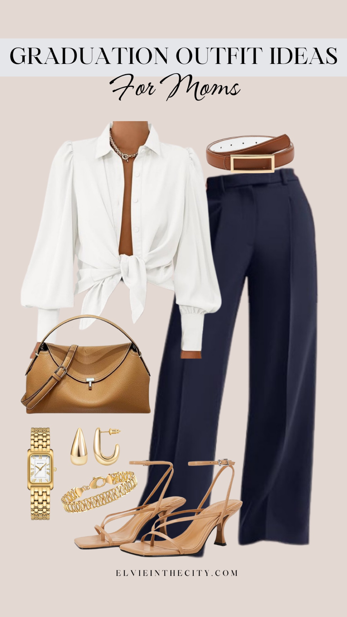 This graduation outfit idea for moms includes a white blouse paired with navy blue trouser pants. I’ve added a belt, camel colored handbag, strappy camel heels, and gold accessories.

Ootd, graduation outfit, office outfit, fashion over 40, spring outfit, over 50 style, amazon fashion, affordable fashion

#LTKShoeCrush #LTKFindsUnder50 #LTKStyleTip