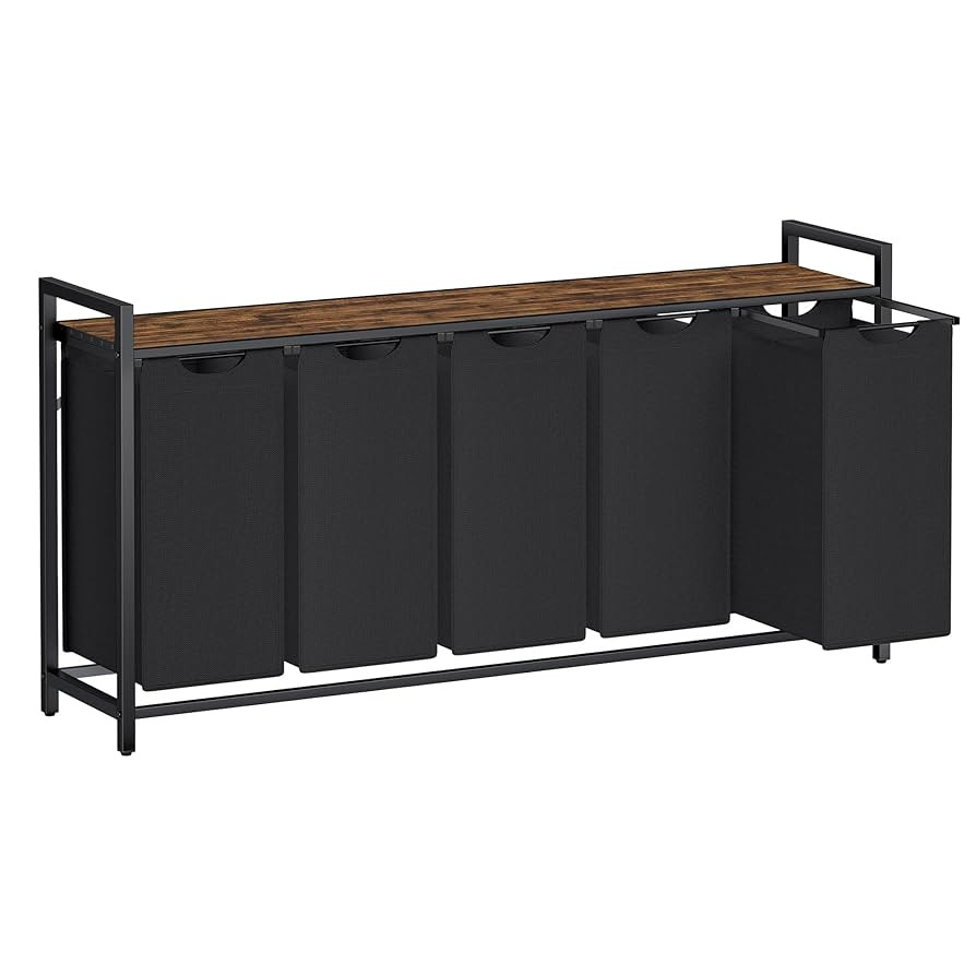 VASAGLE Laundry Hamper, Laundry Basket, Laundry Sorter with 5 Pull-Out and Removable Bags, Shelf,... | Amazon (US)