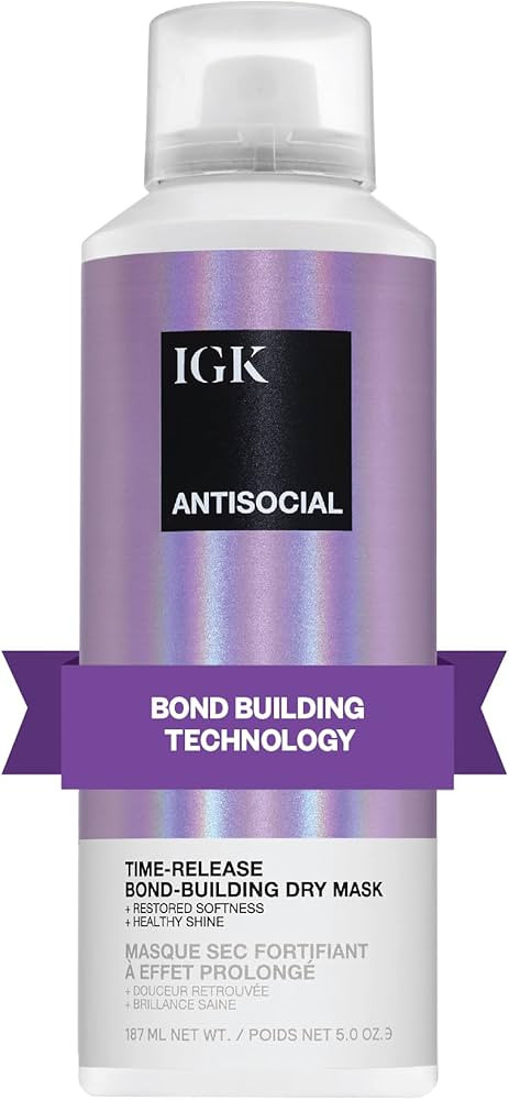 IGK ANTISOCIAL Bond-Building Dry Hair Mask, overnight dry hair mask for damaged hair, revive heal... | Amazon (US)