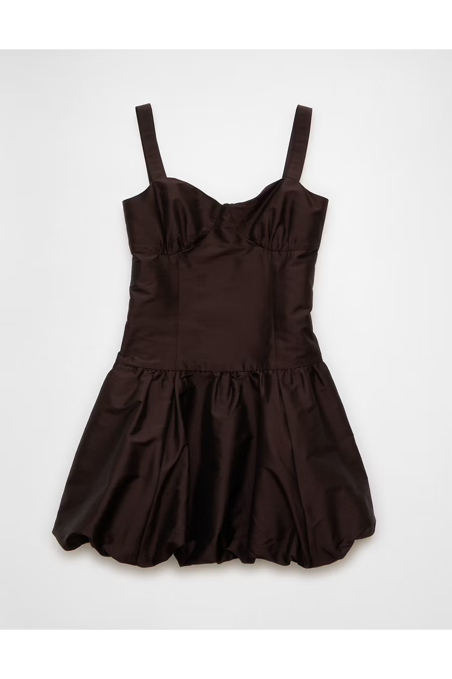 AE Corset Drop Waist Bubble Mini Dress Women's Brown XXS | American Eagle Outfitters (US & CA)