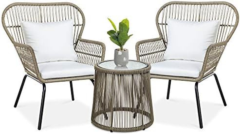 Best Choice Products 3-Piece Patio Conversation Bistro Set, Outdoor All-Weather Wicker Furniture ... | Amazon (US)