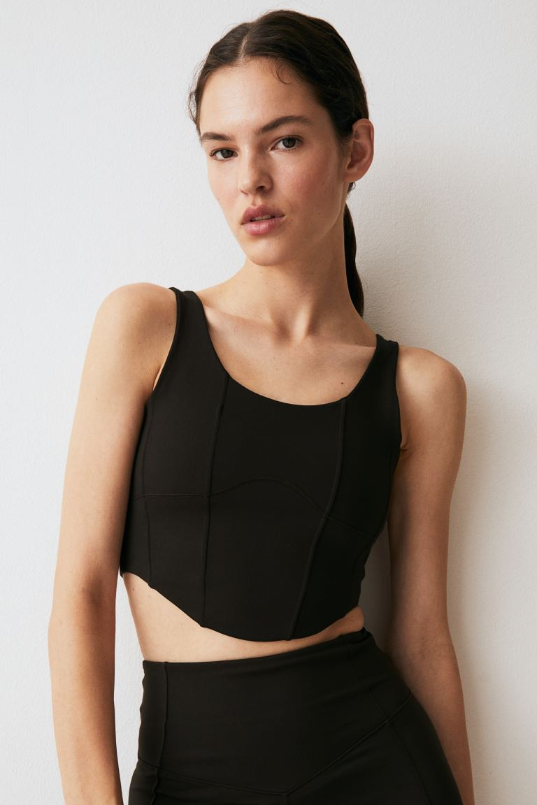 DryMove™ Corset-style Sports Top - Black - Ladies | H&M US | H&M (US + CA)