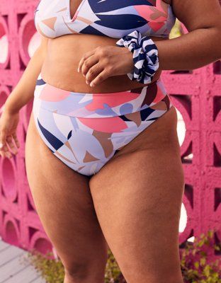 Aerie Pique High Cut Cheeky Bikini Bottom | American Eagle Outfitters (US & CA)