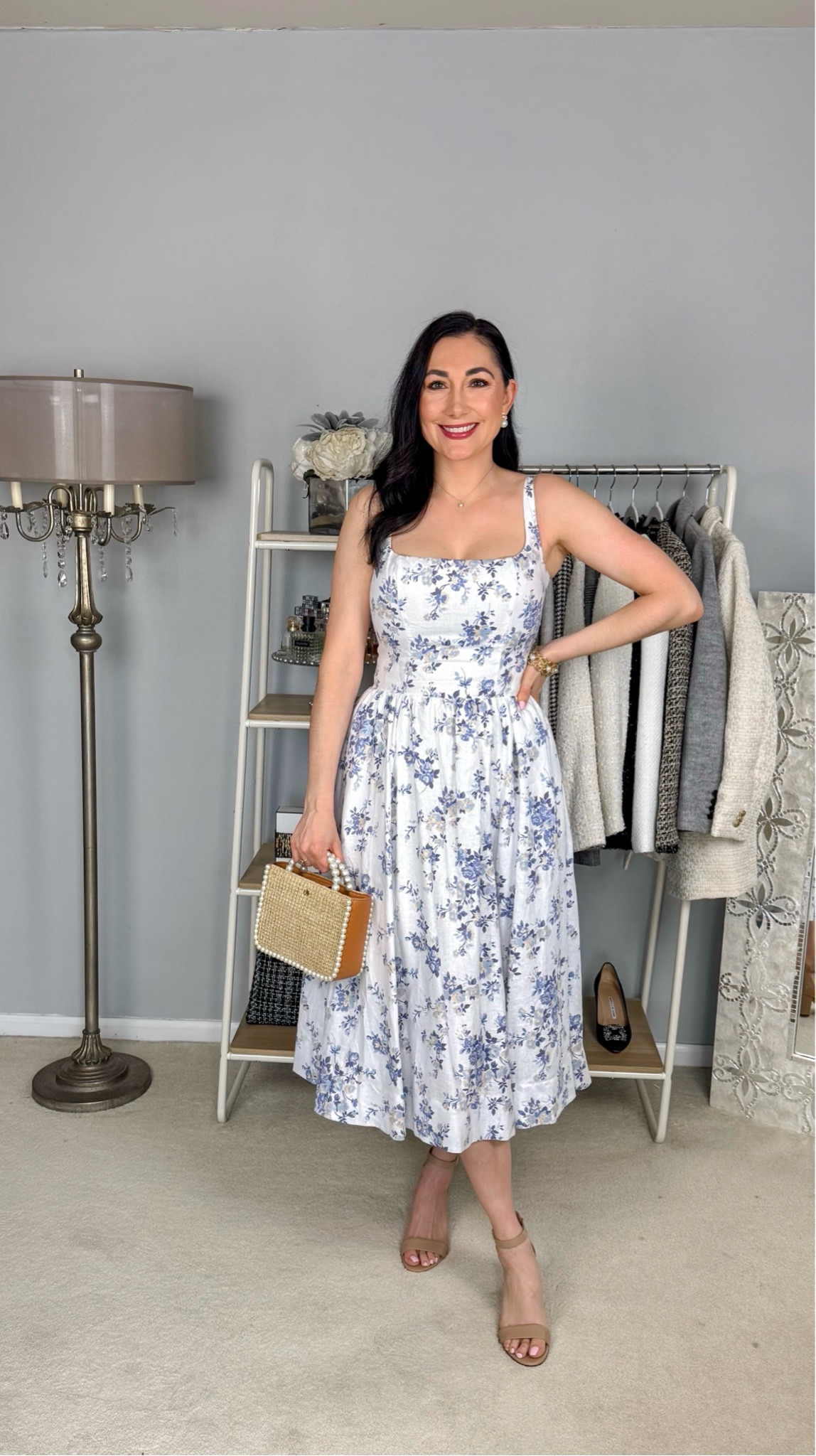 Gorgeous floral dress perfect for so many summer occasions 🩵🤍

Wearing size 6, sized up 
Nude ankle heels size 7, TTS

Summer dress
Linen dress 
Baby shower dress 
Graduation dress 
Mother’s Day dress 
Vacation dress 


#LTKTravel #LTKSeasonal #LTKMothersDay
