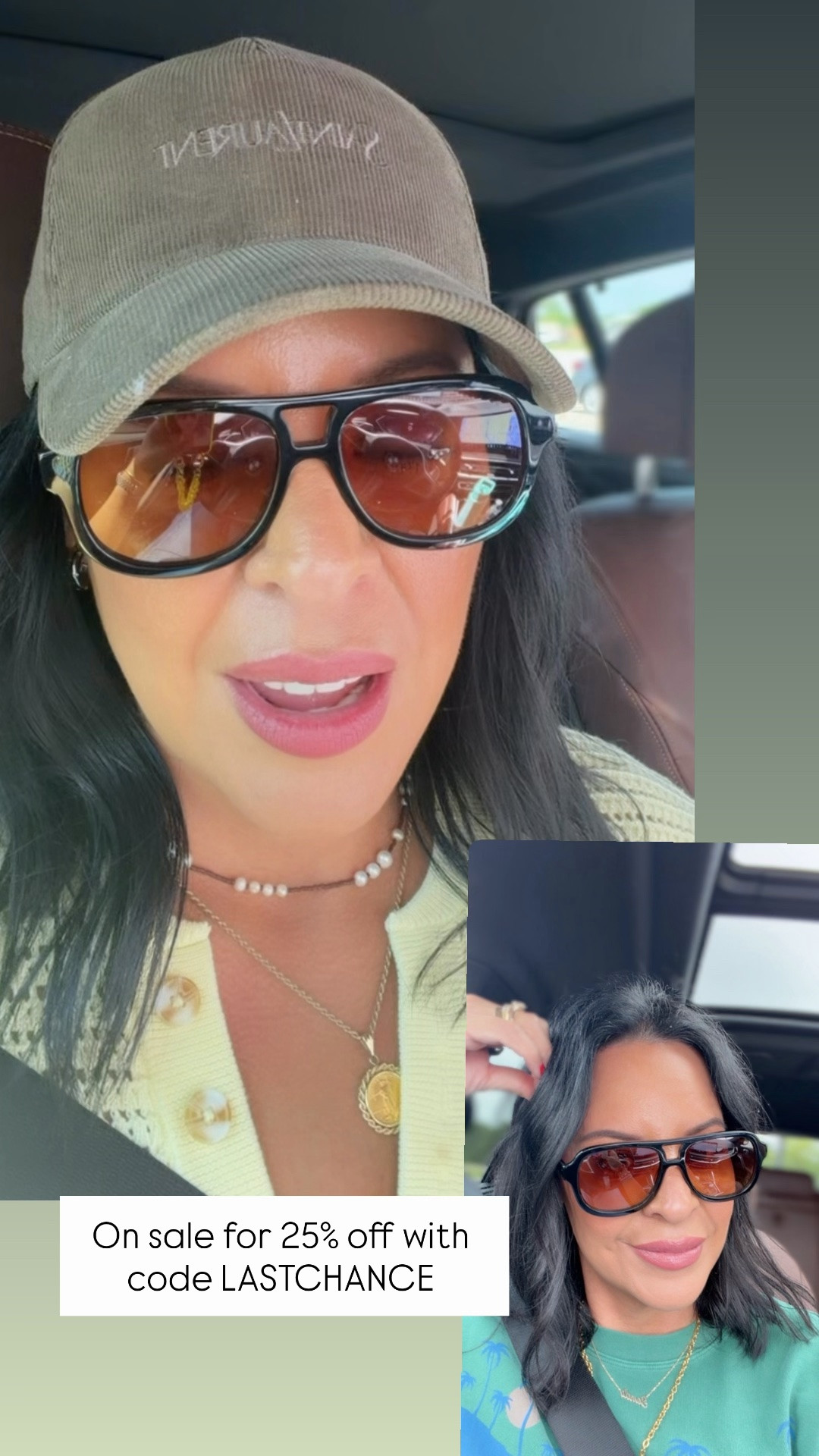 My sunglasses are 25% off with code LASTCHANCE

#LTKSaleAlert #LTKTravel #LTKOver40