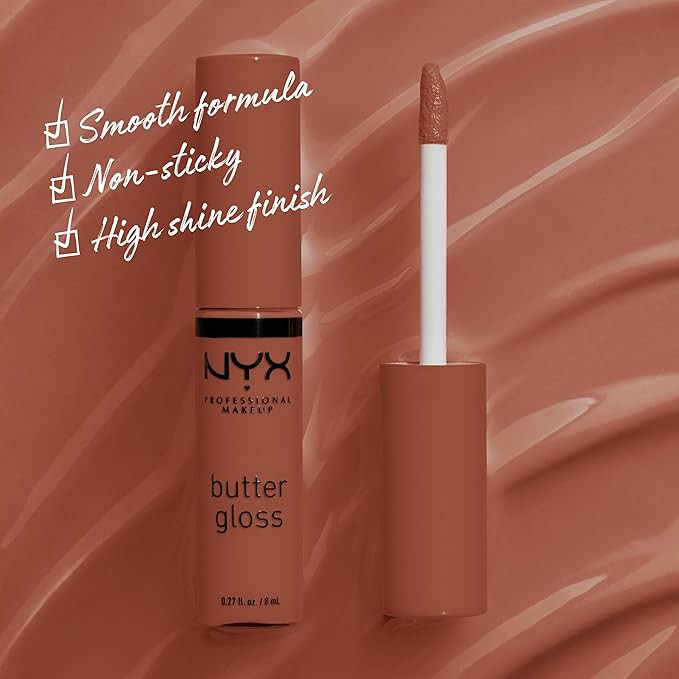 NYX PROFESSIONAL MAKEUP Butter Gloss, Non-Sticky Lip Gloss - Bit Of Honey (Peach Nude) | Amazon (US)