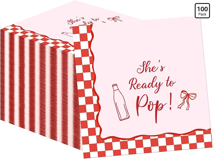 Sabary 100 Pcs She's Ready to Pop Baby Shower Decorations Red Coquette Soda Theme Napkins She's A... | Amazon (US)