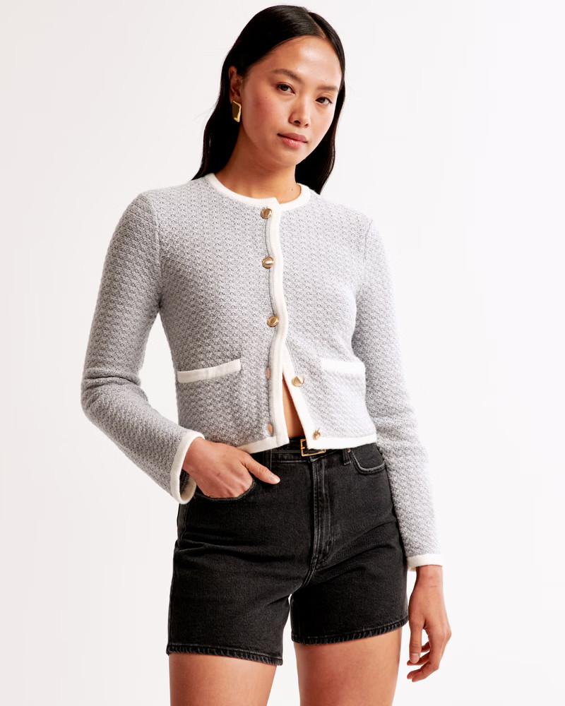 Textural Crew Sweater Jacket | Abercrombie & Fitch (US)