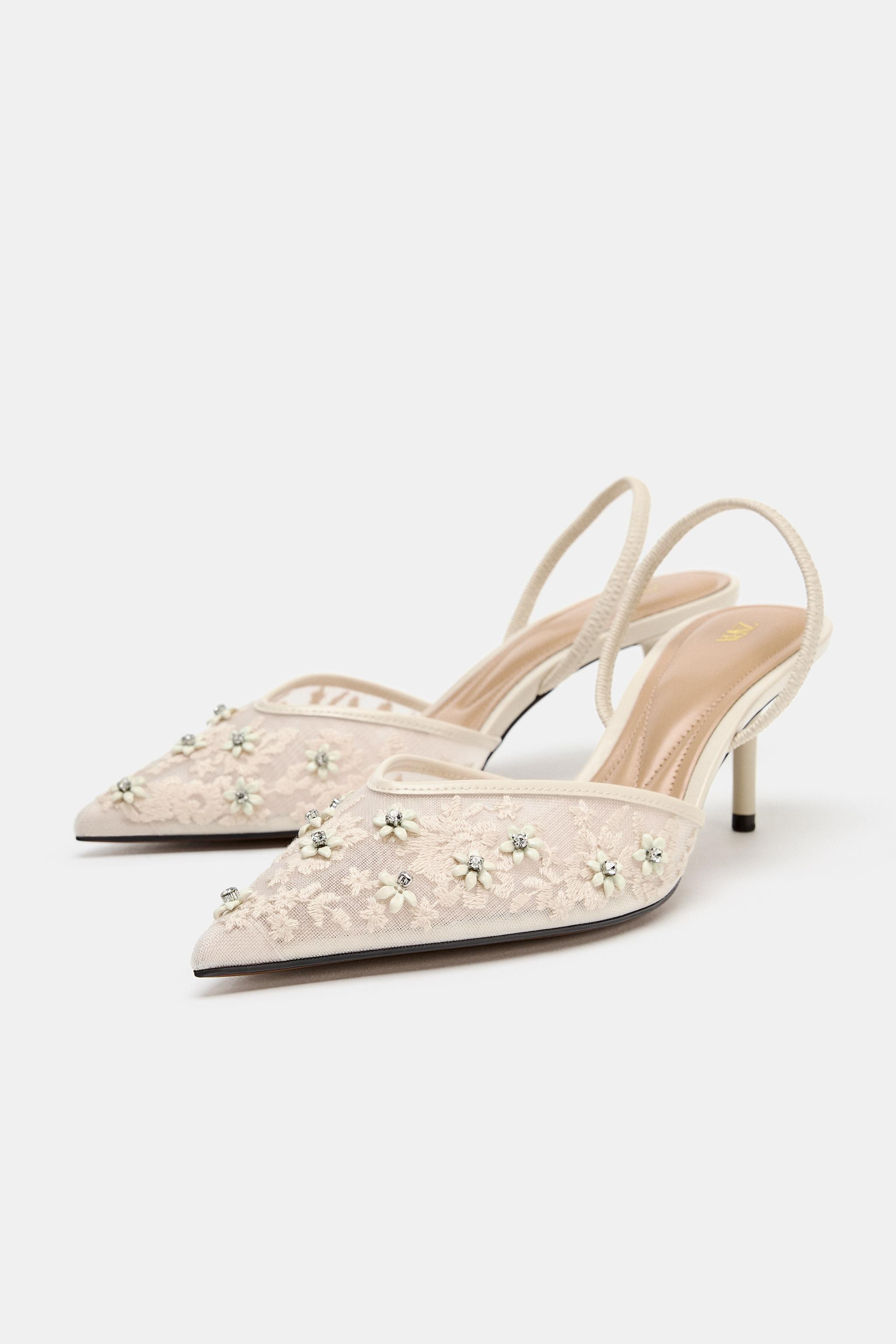 MESH BEADED HEEL SHOES | Zara US