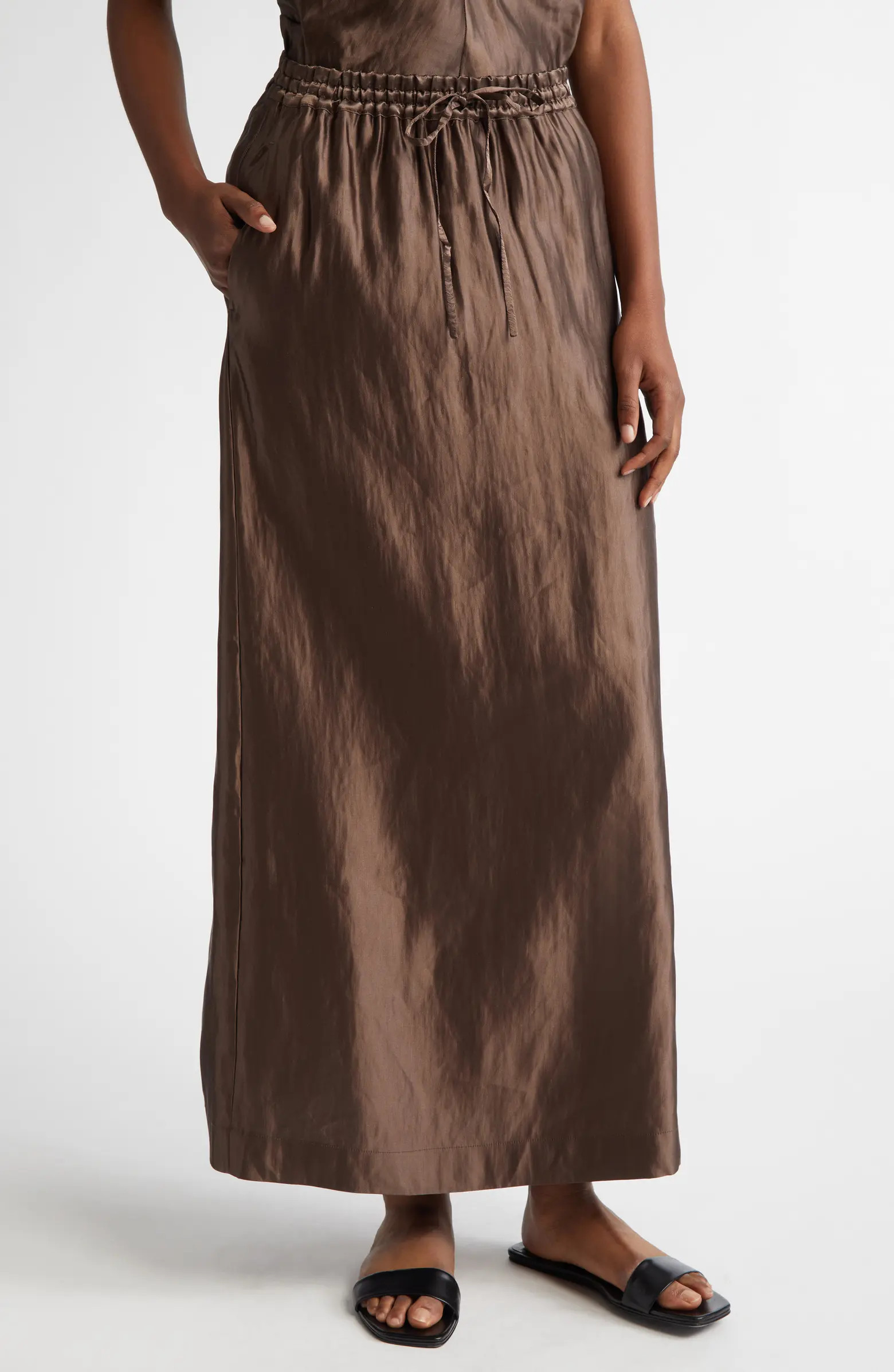 LOULOU DE SAISON Liam Linen & Silk Satin Maxi Skirt | Nordstrom | Nordstrom