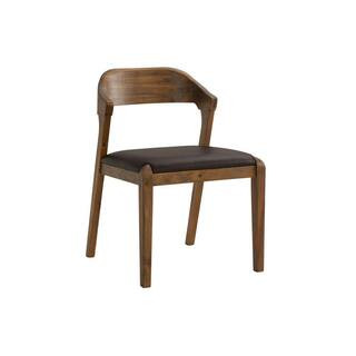 Benjara Brown Leatherette Seat Dining Chair with Curved Panel Back BM239748 - The Home Depot | The Home Depot