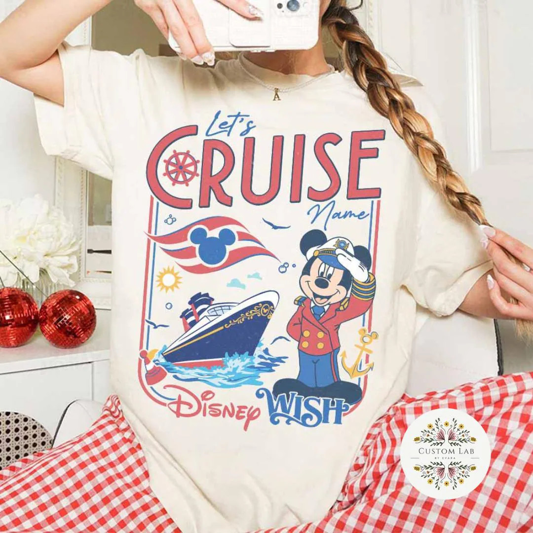 Personalized All Characters Disney Cruise Shirt, Mickey and Friends Family Cruise Trip, Let's Cruise Disney Wish Dream Magic Wonder Fantasy | Etsy (Global)