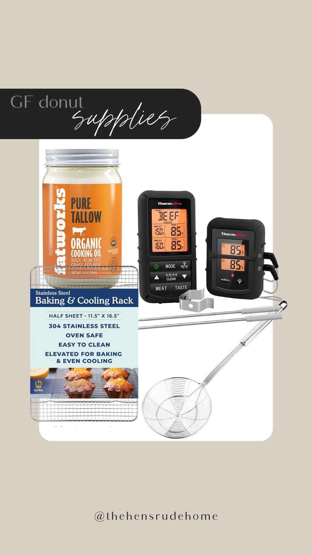 Gluten free donuts supplies, frying with beef tallow, digital food thermometer 

#LTKFamily #LTKHome