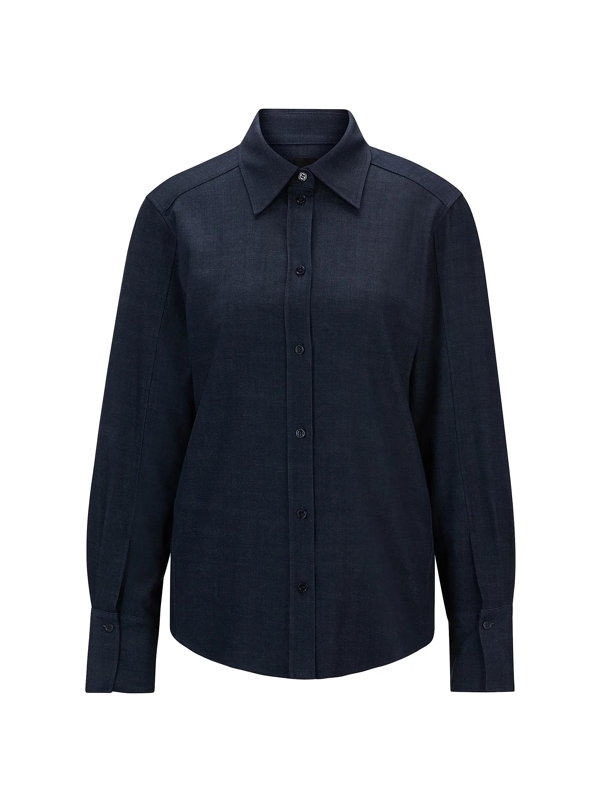 Regular Fit Blouse in Denim Effect Twill | Saks Fifth Avenue