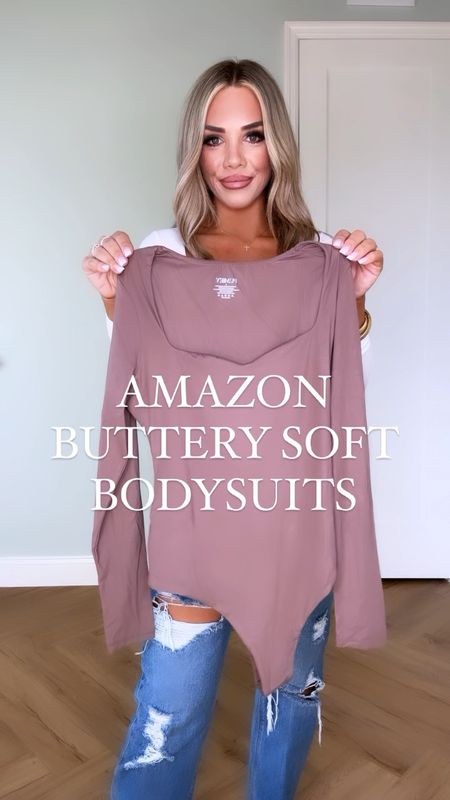 Amazon buttery soft thong bodysuits, available in 10 colors & are so soft & comfortable. Fit TTS! Ripped jeans size 2 & are on sale! Second pair of jeans size 26/R TTS  

#LTKSeasonal #LTKstyletip #LTKHoliday