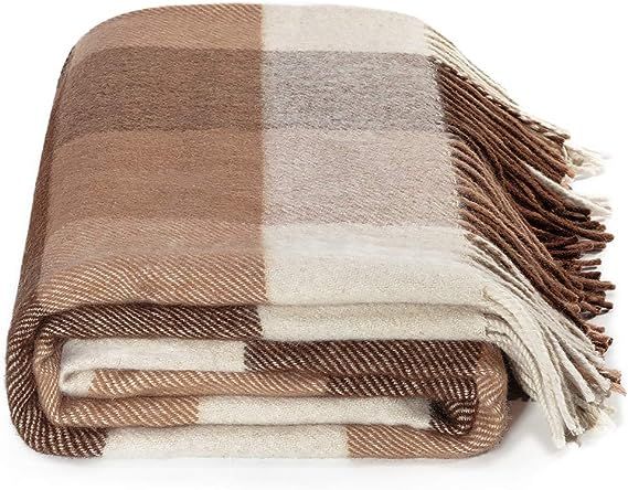 Farridoro Wool Fringe Throw Blanket 51inches with 67inches Decorative All Season Use Sofa Couch C... | Amazon (US)