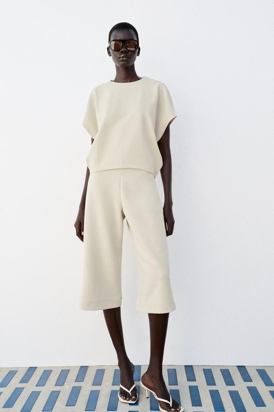 Zara - Wide Leg Shorts - Ecru - M - Woman | Zara Canada