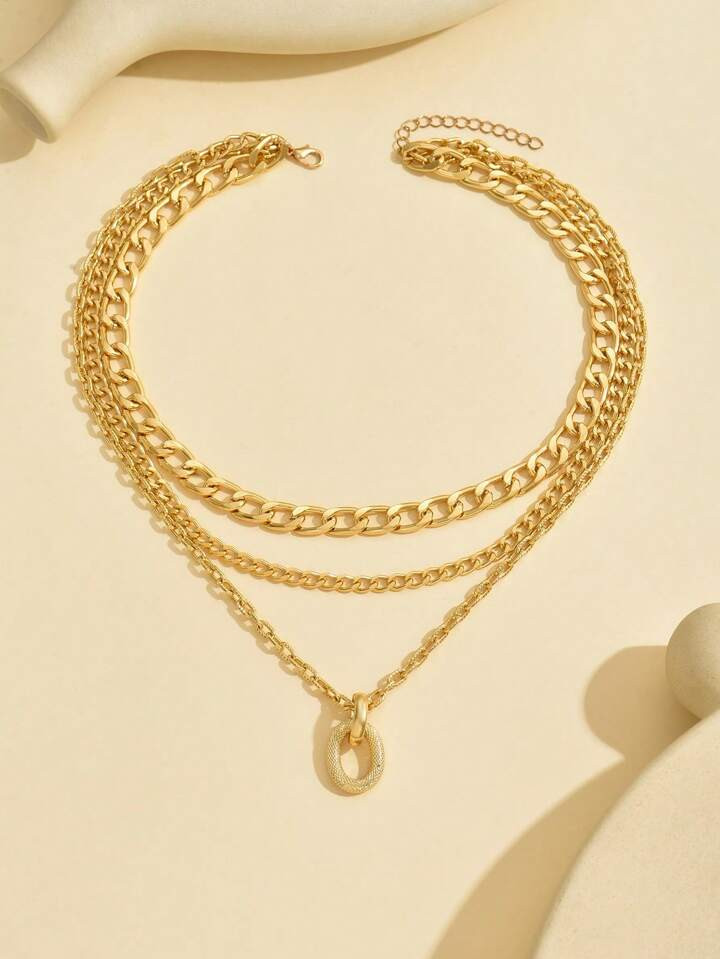 Fashionable Hip-Hop Aluminum Multi-Layer Necklace (Water-Resistant And Not Easy To Fade) | SHEIN