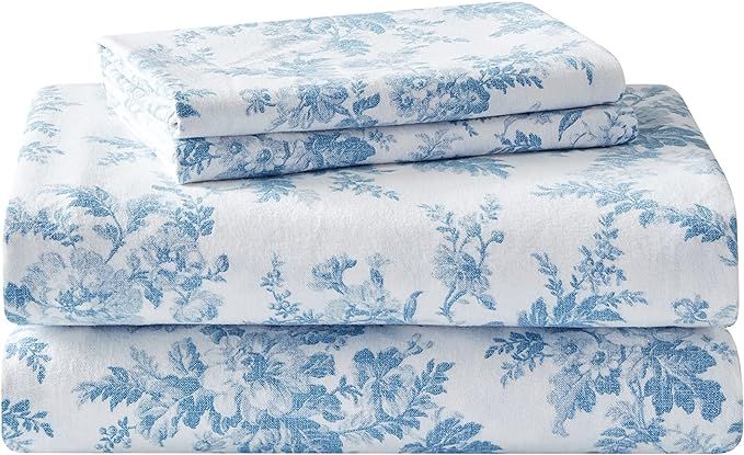 Laura Ashley Home - Flannel Collection - Sheet Set - 100% Cotton, Ultra-Soft Brushed Flannel, Pre... | Amazon (US)