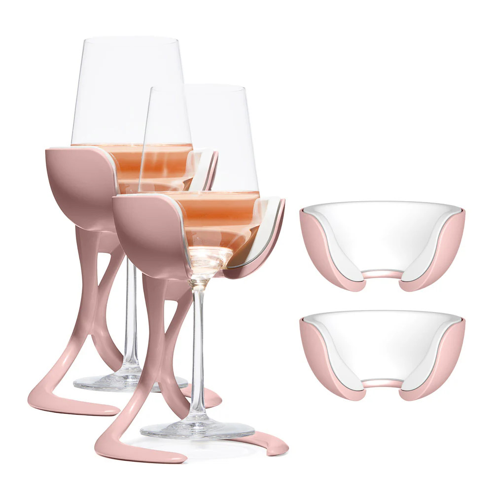 Stemmed Wine Chiller Pair + 2 Extra Chill Cradles Sale Item Rose Rose | VoChill