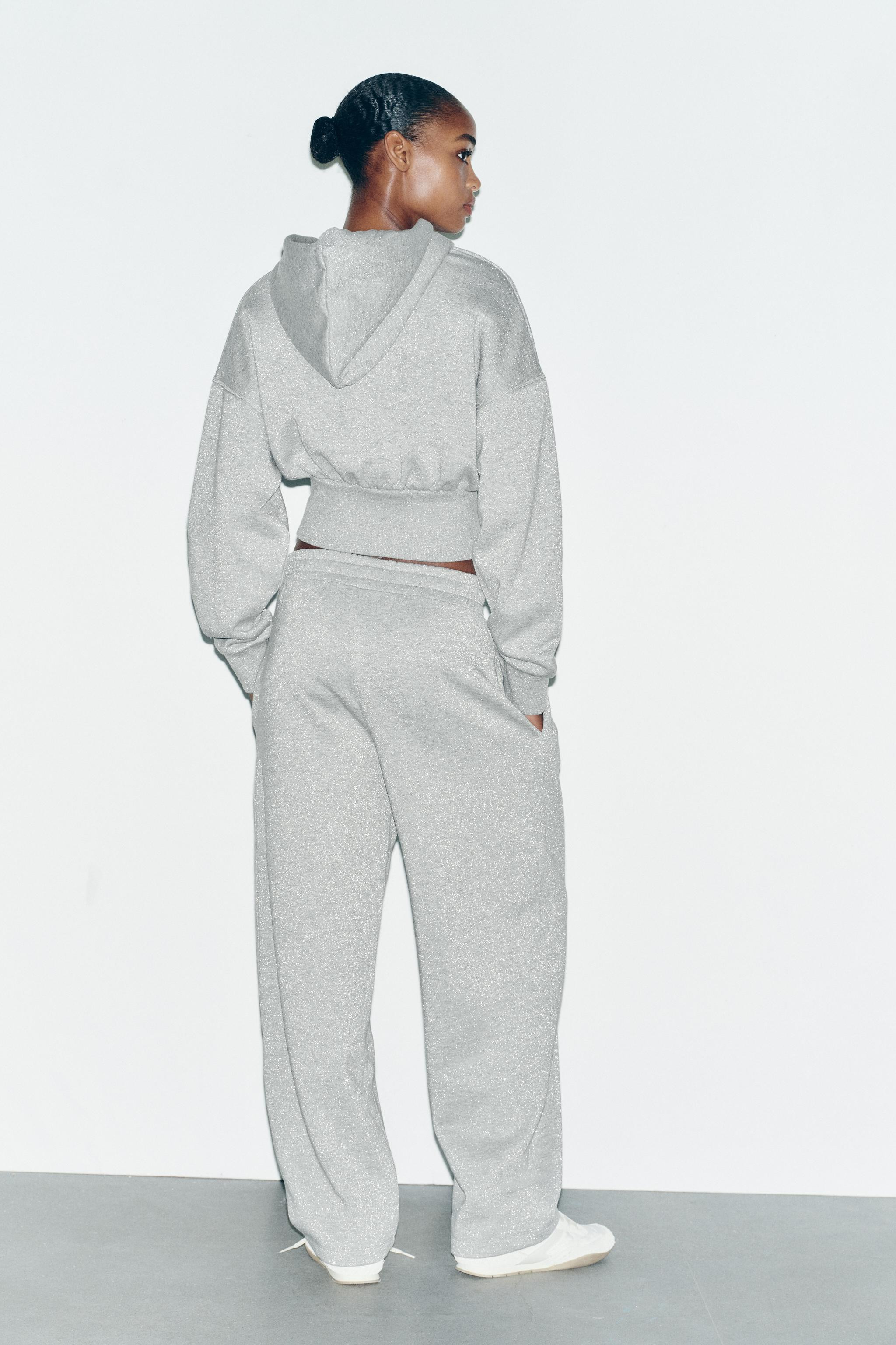 METALLIC THREAD CROP HOODIE | Zara US