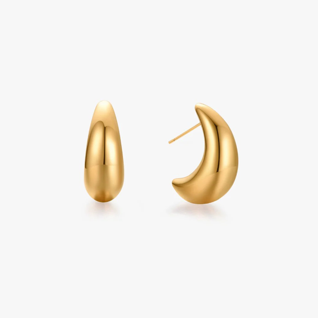Moon Hoop Earrings (Greek Inspired Collection) Gold | Flaire & Co.