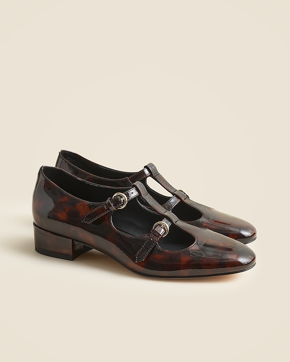 Teagan T-strap heels in tortoise-print leather | J. Crew US
