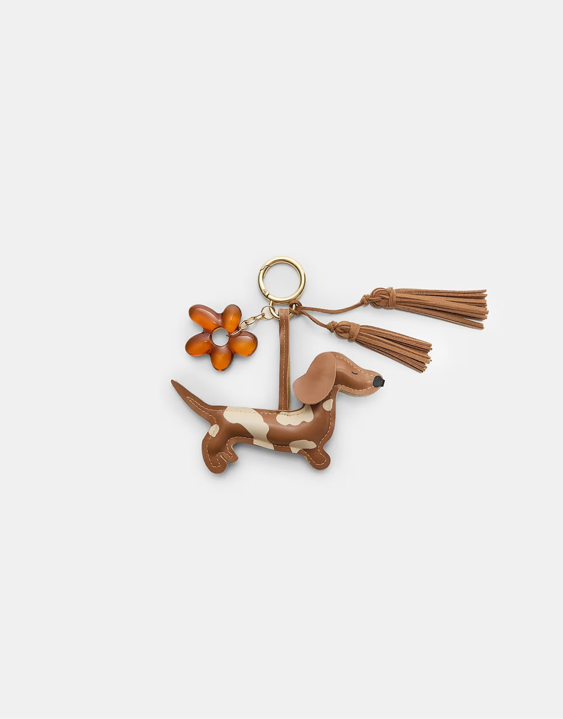 Stradivarius Dog and flower charm keyring in brown | ASOS (Global)