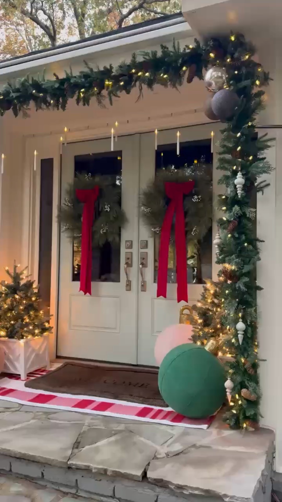 Classic Holiday Welcome 🎄✨

A warm holiday welcome featuring pre-lit garlands, faux greenery wreaths with red velvet bows, and light-up mini trees — all finished with oversized ornaments and a festive striped rug. The perfect way to greet the season in style!

#holidaydecor #christmasporch #holidayhome #classicchristmas #frontporchdecor #christmasinspo #eanesinteriors



#LTKHoliday #LTKSeasonal #LTKHome