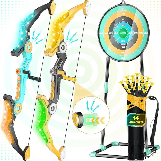 2 Packed Kids Bow and Arrow Set with Sound Effects & LED Flash Lights Achery Set, Indoor Outdoor ... | Amazon (US)