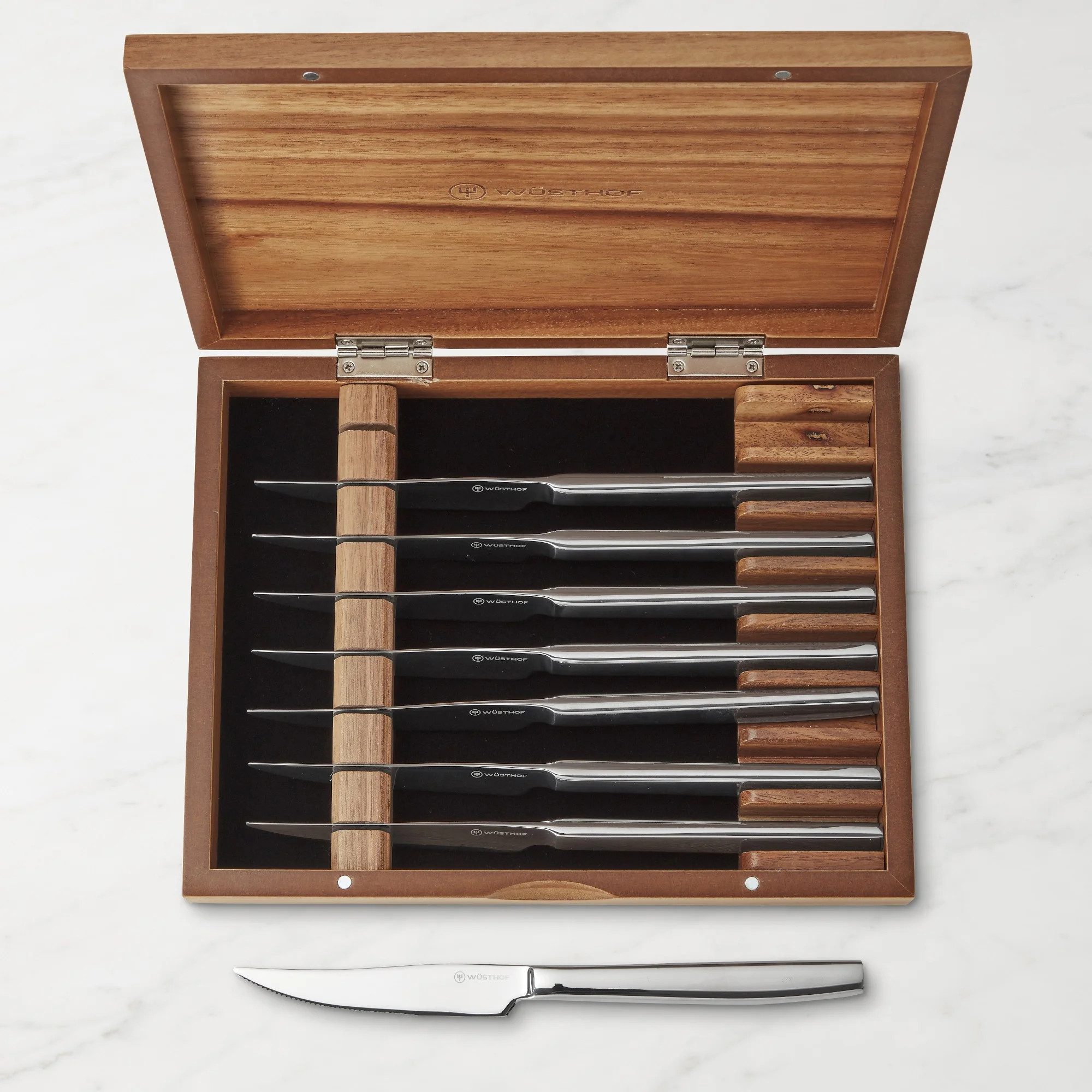 Wusthof 8-piece Stainless Steak Knife Set in Wooden Chest   (Acacia ) - Walmart.com | Walmart (US)