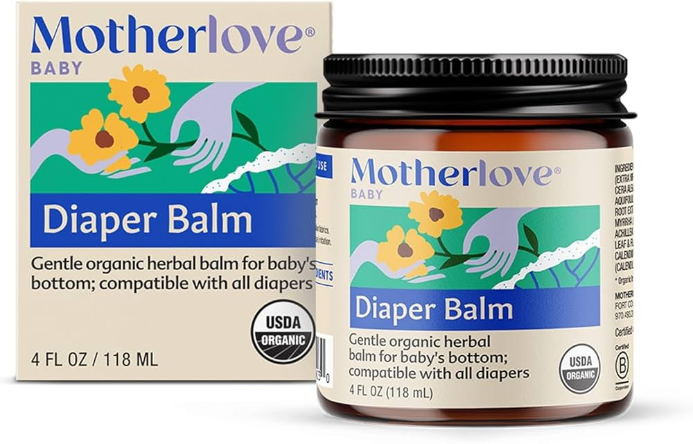 Motherlove Diaper Balm (4 oz) Organic Herbal Diaper Rash Cream—Cloth diaper Safe, Zinc Oxide- &... | Amazon (US)