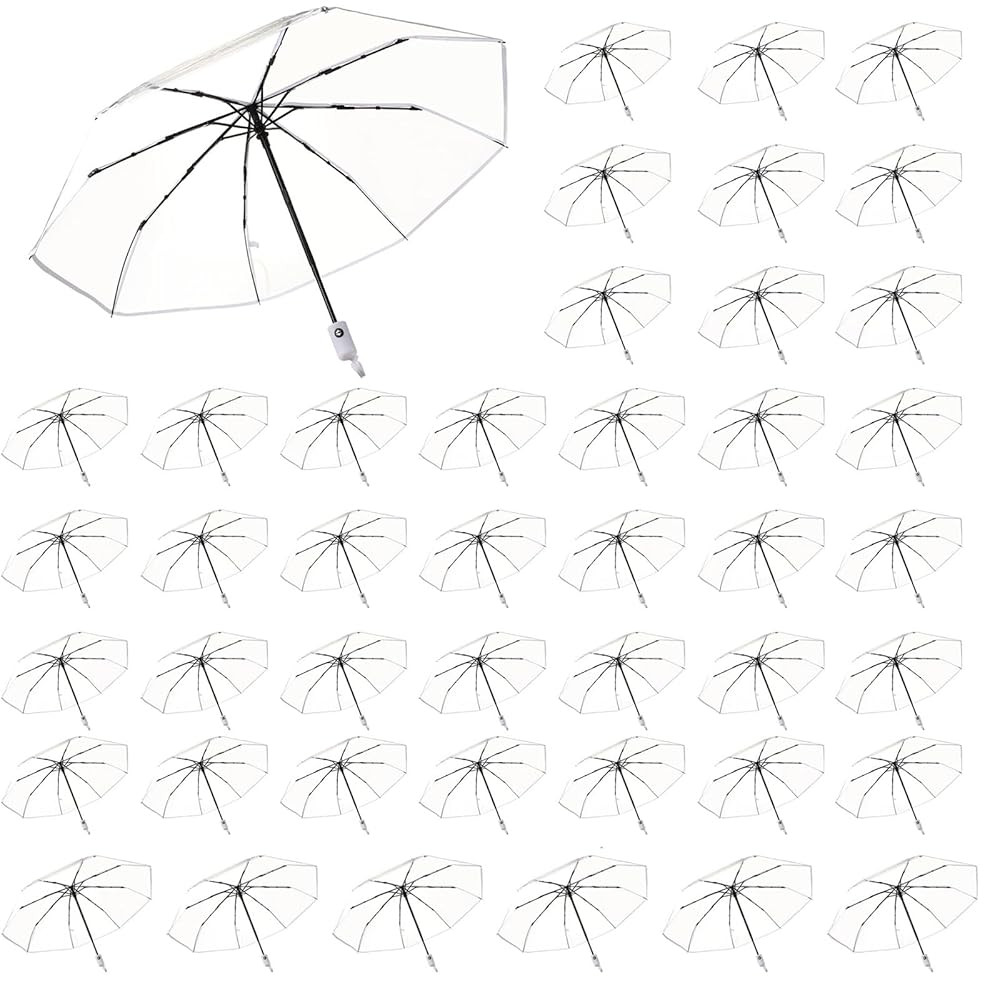 30pcs Clear Umbrellas 42 Inch Foldable Lightweight Transparent Umbrella Automatic Open Close Tran... | Amazon (US)