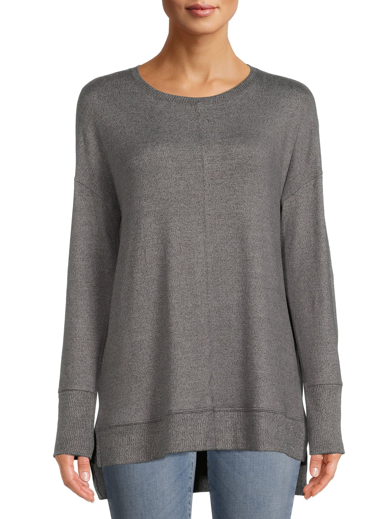 Time and Tru Women's Crewneck Hacci Knit Tunic | Walmart (US)