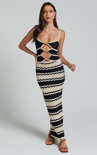 RUNAWAY THE LABEL - SHILOH MIDI DRESS in Black/Sand | Showpo (US, UK & Europe)