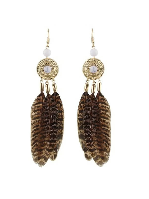 Leopard Feather Dangle Earrings | SHEIN