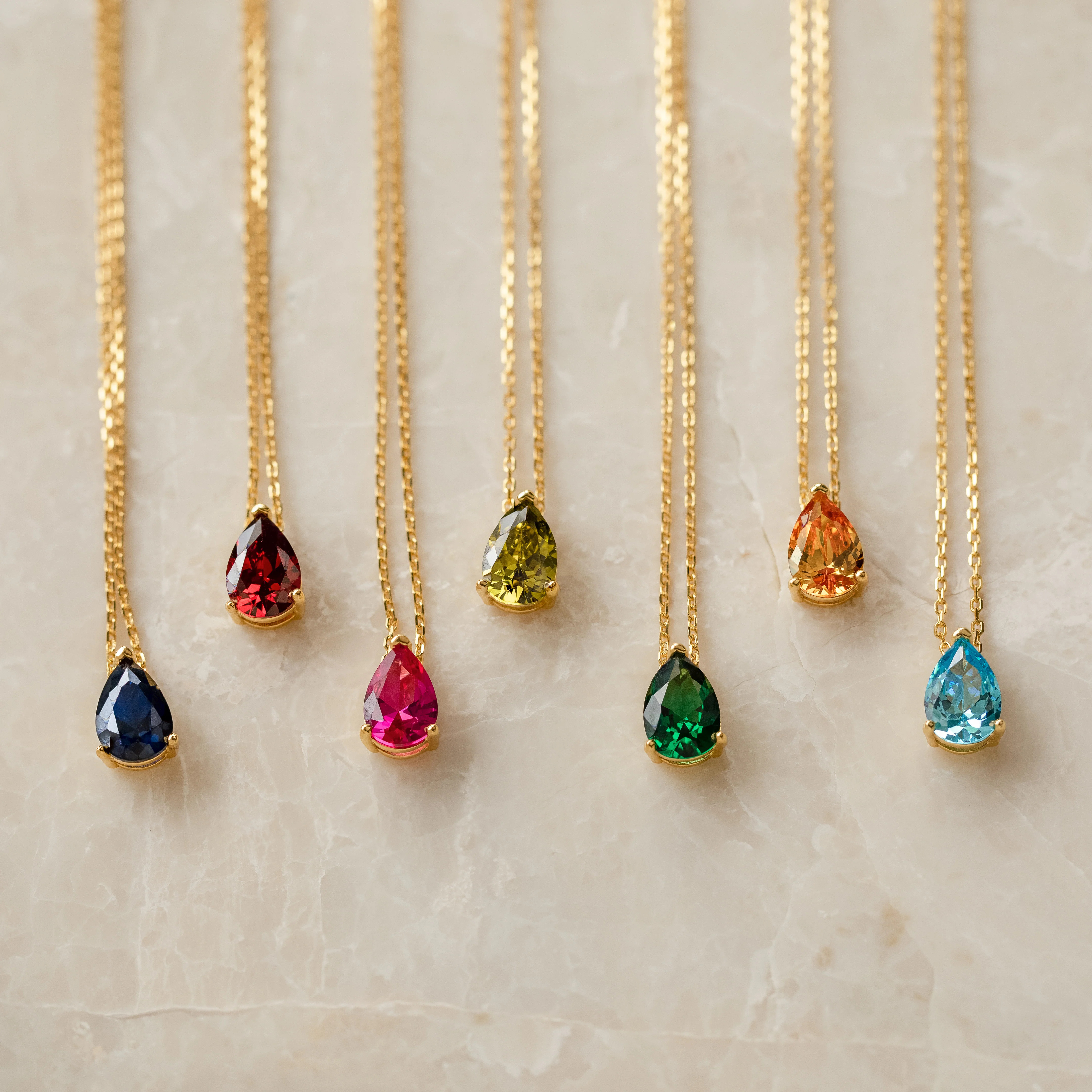 Teardrop Diamond Birthstone Necklace | Caitlyn Minimalist | Caitlyn Minimalist