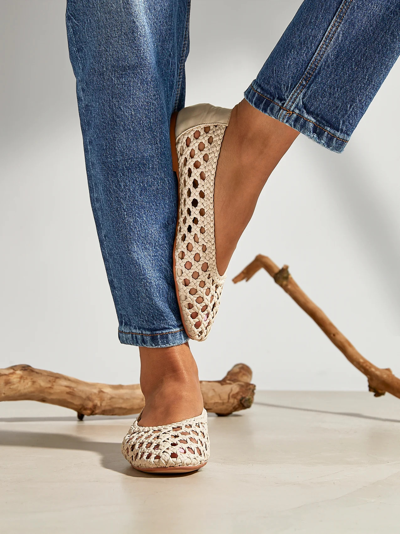 Melina Ivory Handwoven Ballet Flats | Linzi Shoes